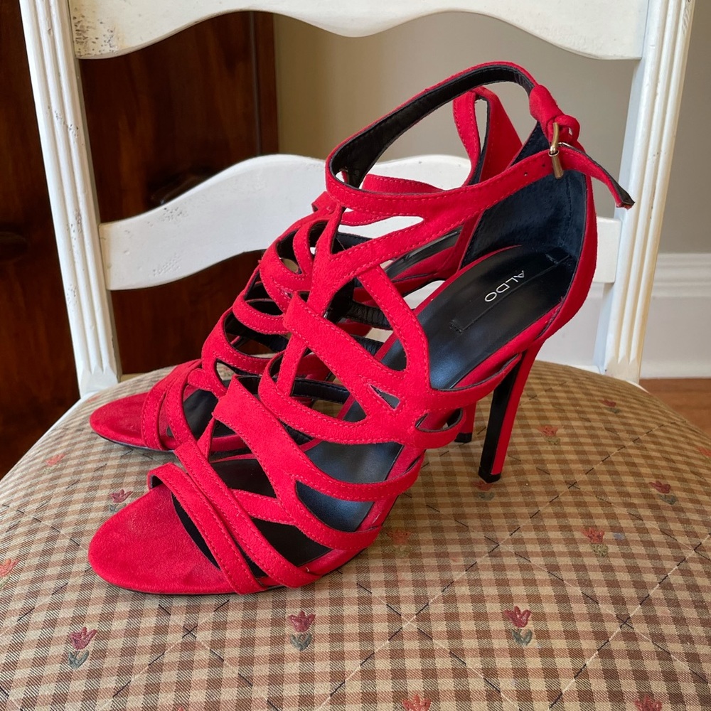 Aldo Red Strappy Heeled Sandal